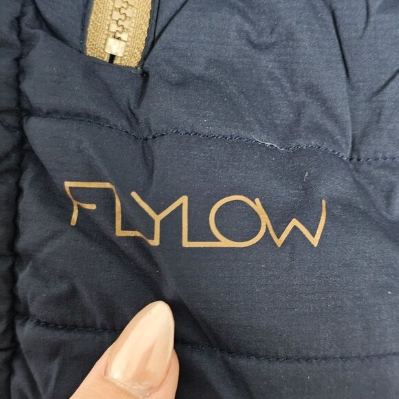 Flylow Quilted Insulated Jacket Men's XL Navy Tan Fill Zip Pockets Colorblock - Picture 4 of 16